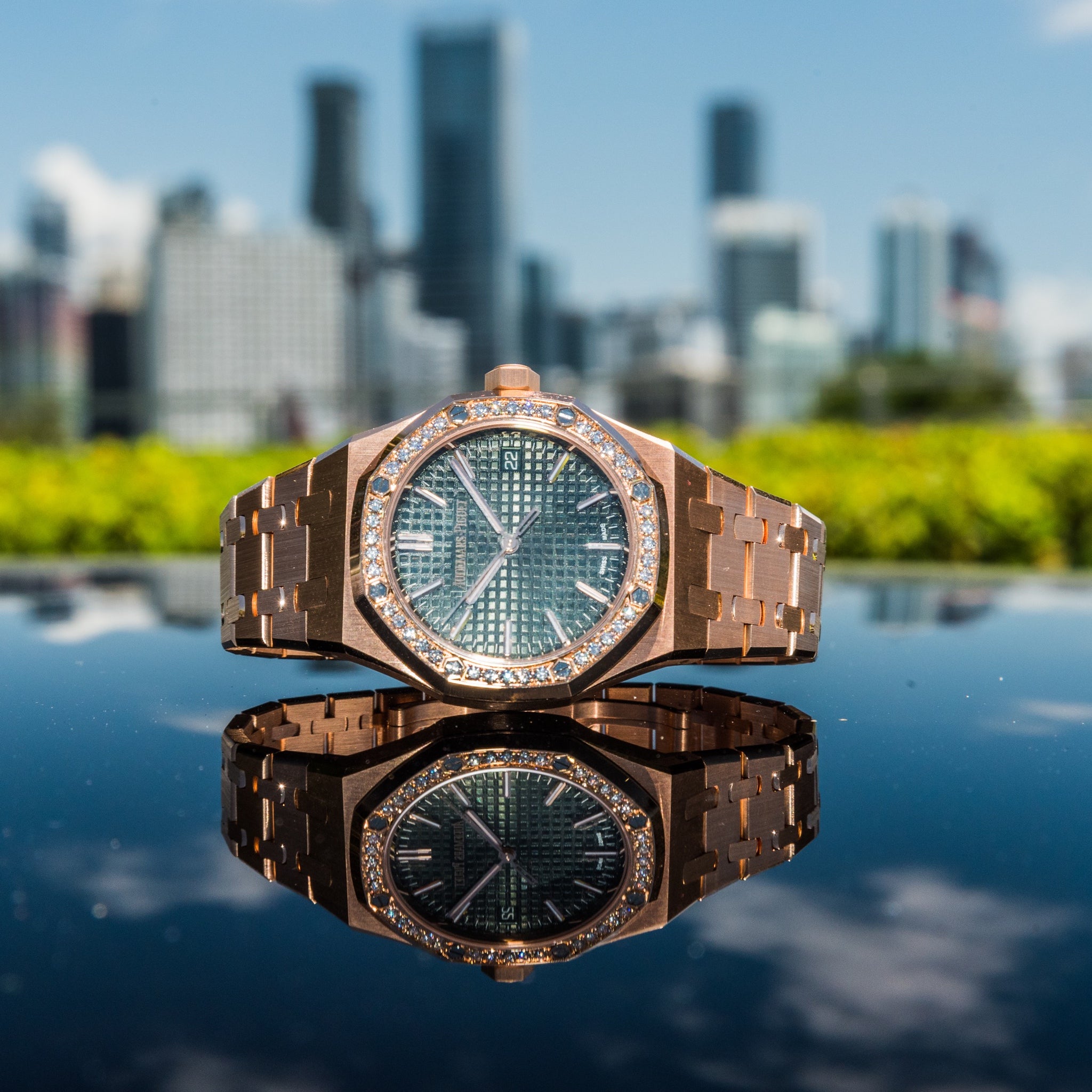 audemars piguet royal oak rose gold green dial