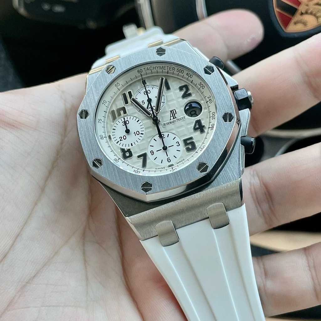 Authentic Audemars Piguet Royal Oak Offshore White Rubber Strap for Sale